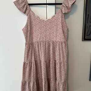 Monteau Cream and Pink Patterned Dress